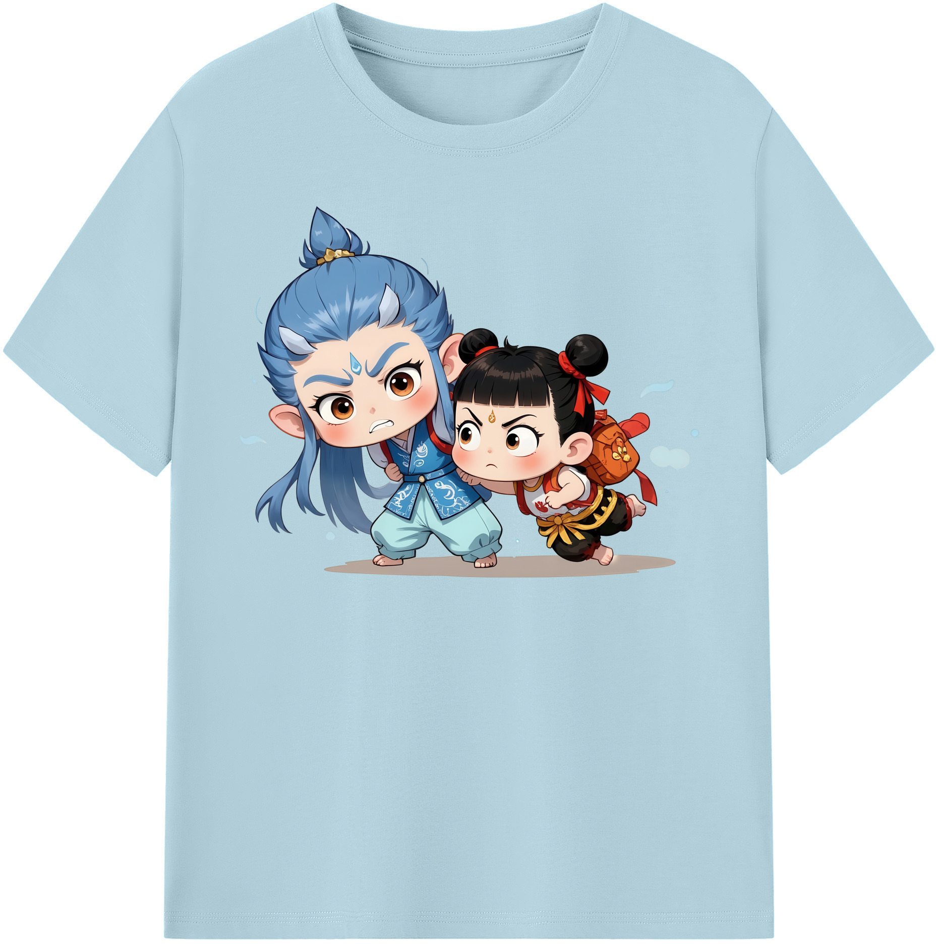 （画像用） Ne Zha 2 ナタ 魔童の大暴れ 綿100％半袖Tシャツ（フロントプリント）